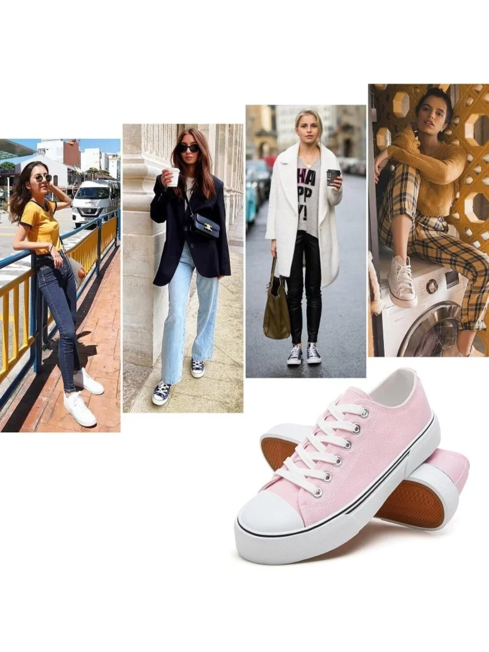 Women's Pink Lightweight Low Top Canvas Slip On Casual Fashion Sneakers